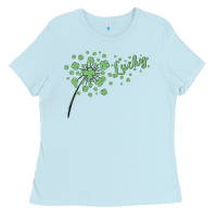 Baby Blue four leaf clover Ladies Tee - MaliasSmallBusiness