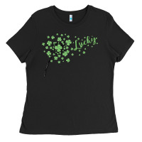 Black four leaf clover Ladies Tee - MaliasSmallBusiness