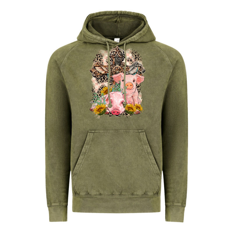 Western Pigs With Crosses Vintage Hoodie by LillyAllenDesigns | Teevron