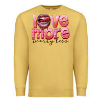 Antique Gold love more worry less Premium Sweatshirt - FaDigitalArtStudio