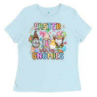 Baby Blue easter  with my gnomies Ladies Tee - MaliasSmallBusiness