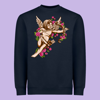Cupid With Rose Valentine's Day Heavyweight Sweatshirt Designed By Howdyjamesfarm