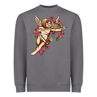 Storm Cupid with rose Valentine's Day Heavyweight Sweatshirt - HowdyJamesFarm
