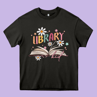 Library Kid Heavy Core Tee Designed By Maliassmallbusiness