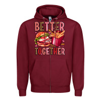 Burgundy hamburger potatoes better together olivia Zipper Hoodie - OliviaCreatesArt