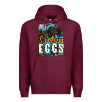 Burgundy Easter Day Monster truck crushing eggs Premium Hoodie - OliviaCreatesArt