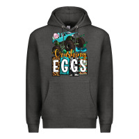 Charcoal Heather Easter Day Monster truck crushing eggs Premium Hoodie - OliviaCreatesArt