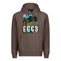 Coffee Easter Day Monster truck crushing eggs Premium Hoodie - OliviaCreatesArt