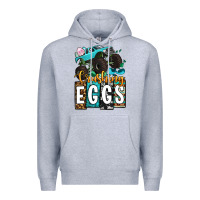 Heather Grey Easter Day Monster truck crushing eggs Premium Hoodie - OliviaCreatesArt