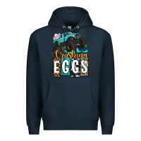 Navy Easter Day Monster truck crushing eggs Premium Hoodie - OliviaCreatesArt