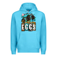 Ocean Blue Easter Day Monster truck crushing eggs Premium Hoodie - OliviaCreatesArt