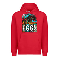 Red Easter Day Monster truck crushing eggs Premium Hoodie - OliviaCreatesArt