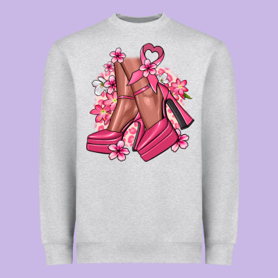 Cancer High Heels Cancer Awareness Heavyweight Sweatshirt Designed By Howdyjamesfarm