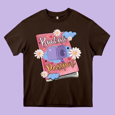 Bookish Passport Heavy Core Tee Designed By Maliassmallbusiness
