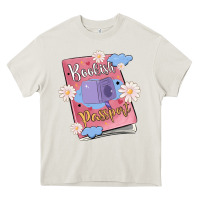 Cream bookish passport Heavy Core Tee - MaliasSmallBusiness