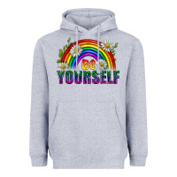 Heather Grey Be Yourself Pride Lgbtq Heavyweight Hoodie - BundleAndBundleShop