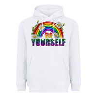 White Be Yourself Pride Lgbtq Heavyweight Hoodie - BundleAndBundleShop