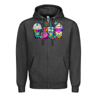 Charcoal Heather pride lgbtq coffee cups Zipper Hoodie - OliviaCreatesArt