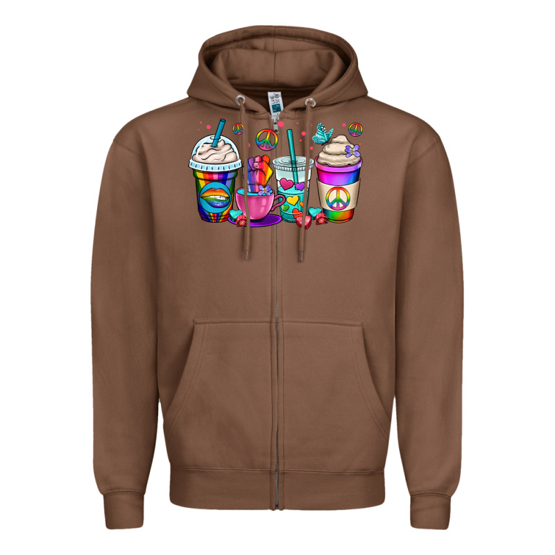 Pride Lgbtq Coffee Cups Zipper Hoodie by OliviaCreatesArt | Teevron