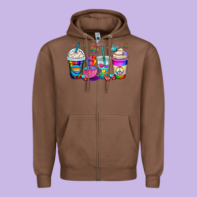 Pride Lgbtq Coffee Cups Zipper Hoodie Designed By Oliviacreatesart