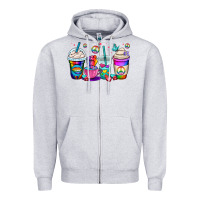 Heather Grey pride lgbtq coffee cups Zipper Hoodie - OliviaCreatesArt