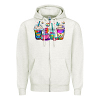 Oatmeal Heather pride lgbtq coffee cups Zipper Hoodie - OliviaCreatesArt