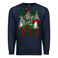 Navy tis the season skeleton snowboard Premium Sweatshirt - FaDigitalArtStudio