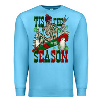 Ocean Blue tis the season skeleton snowboard Premium Sweatshirt - FaDigitalArtStudio