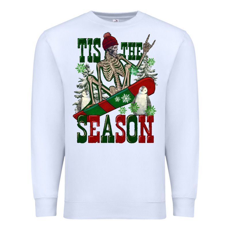 Tis The Season Skeleton Snowboard Premium Sweatshirt by FaDigitalArtStudio | Teevron