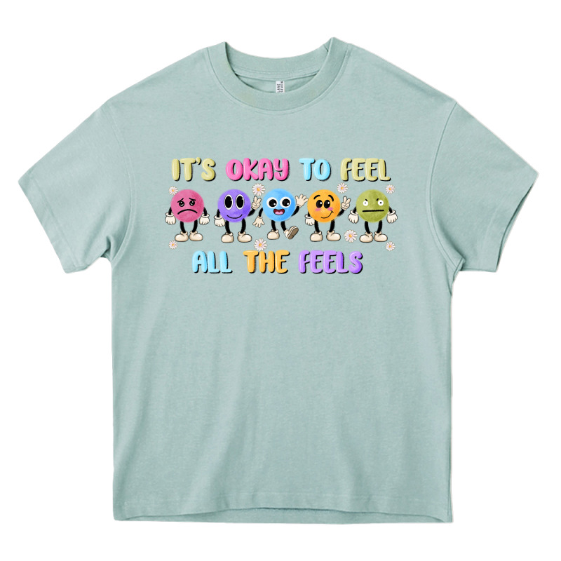 It's Okay To Feel All The Feels Heavy Core Tee by MaliasSmallBusiness | Teevron