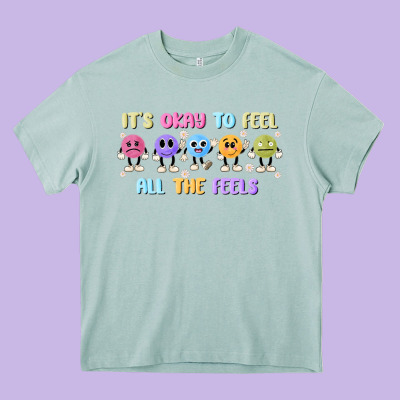 It's Okay To Feel All The Feels Heavy Core Tee Designed By Maliassmallbusiness