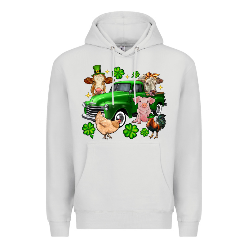 St. Patrick's Farm Animal Truck Premium Hoodie by OliviaCreatesArt | Teevron