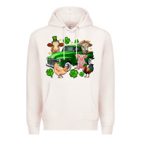Pale Pink St. Patrick's farm animal truck Premium Hoodie - OliviaCreatesArt