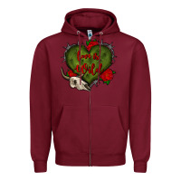 Burgundy love is wild with bullskull olivia Zipper Hoodie - OliviaCreatesArt