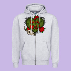 Love Is Wild With Bullskull Olivia Zipper Hoodie Designed By Oliviacreatesart