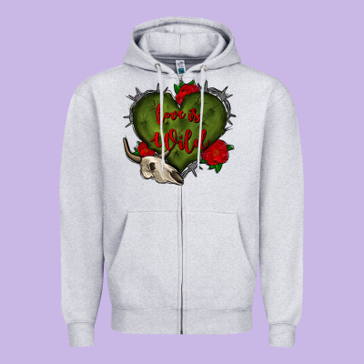 Love Is Wild With Bullskull Olivia Zipper Hoodie Designed By Oliviacreatesart