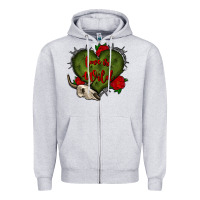 Heather Grey love is wild with bullskull olivia Zipper Hoodie - OliviaCreatesArt