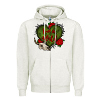 Oatmeal Heather love is wild with bullskull olivia Zipper Hoodie - OliviaCreatesArt
