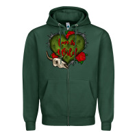Sports Green love is wild with bullskull olivia Zipper Hoodie - OliviaCreatesArt