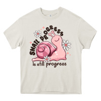 Cream snail progress is stil progress Heavy Core Tee - MaliasSmallBusiness