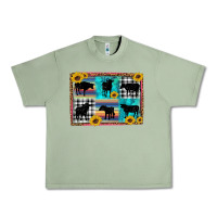 Oil Green cow sunflower leopard Urban Heavy Tee - Artiststas