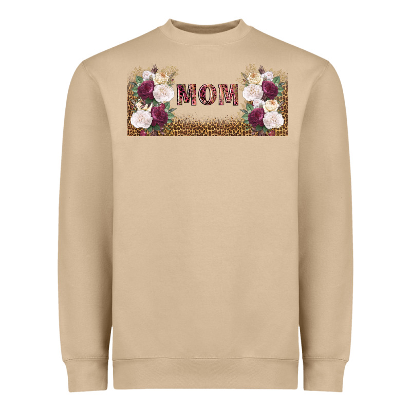 Mom Burgundy Flowers With Leopard Heavyweight Sweatshirt by TumblerDesignByShophia | Teevron