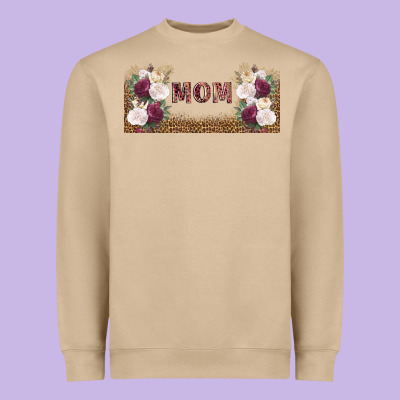 Mom Burgundy Flowers With Leopard Heavyweight Sweatshirt Designed By Tumblerdesignbyshophia