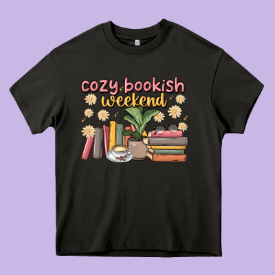 Cozy Bookish Weekend Heavy Core Tee Designed By Maliassmallbusiness