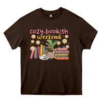 Chocolate Brown cozy bookish weekend Heavy Core Tee - MaliasSmallBusiness