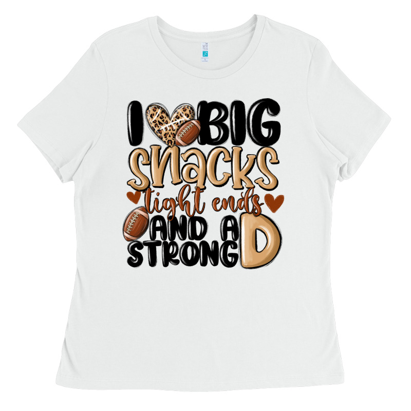 I Love Big Sacks Tight Ends And A Strong D Ladies Tee by MaliasSmallBusiness | Teevron