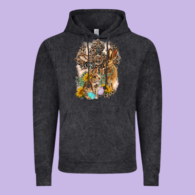 Western Rabbit With Crosses Vintage Hoodie Designed By Lillyallendesigns