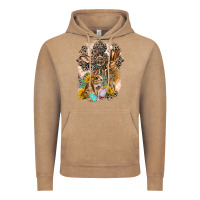 Vintage Coffee Western Rabbit with Crosses Vintage Hoodie - LillyAllenDesigns