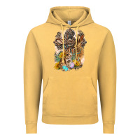 Vintage Mustard Western Rabbit with Crosses Vintage Hoodie - LillyAllenDesigns