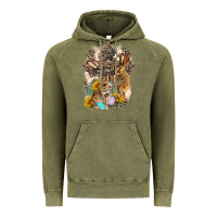 Vintage Olive Western Rabbit with Crosses Vintage Hoodie - LillyAllenDesigns